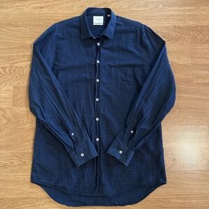 Billy Reid Shirt Men's Large Standard Fit Blue Striped Made In Italy Preppy